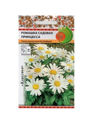 Семена Цветы, Ромашка, Принцесса, 0.3 г, цветная упаковка, Русский огород
