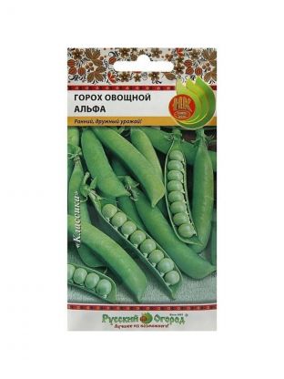 Семена Горох, Альфа, 10 г, цветная упаковка, Русский огород