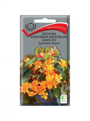 Семена Цветы, Бегония, Шансон Оранжево-желтая, клубневая, ампельная, цветная упаковка, Поиск