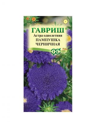 Семена Цветы, Астра, Пампушка черничная, 0.3 г, однолетняя, помпонная, цветная упаковка, Гавриш