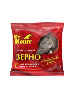 Родентицид Mr.Mouse, от крыс и грызунов, зерно, 200 г