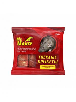 Родентицид Mr.Mouse, от грызунов, парафин, с мумифицирующим эффектом, брикет, 100 г