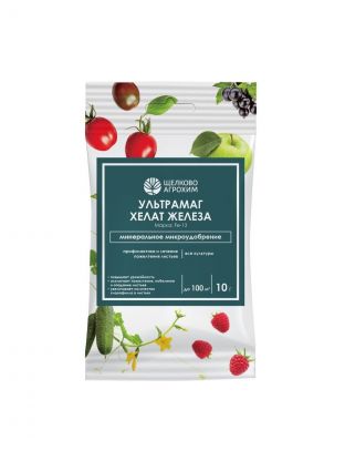 Удобрение Ультрамаг хелат железа, универсальное, для пов. уст-ти к заб-ям, минеральное, гранулы, 10 г, Щелково Агрохим