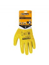 Перчатки полиэстер, нитриловый облив, без рисунка, размер 10 (XL), желтая основа, стойкость к загрязнениям, Fiberon