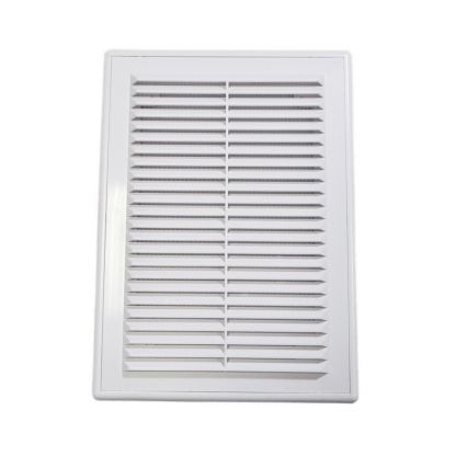Решетка вентиляционная ABS пластик, вытяжная, 250х180 мм, с рамкой, с защитой от обратной тяги, белая, Viento, 1825ВР-ОК