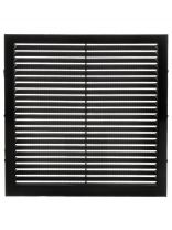 Решетка вентиляционная пластик, вытяжная, 230х230 мм, с сеткой, черная, Viento