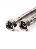 Подводка для воды 1/2"х1 м, г-г, нержавеющая сталь, Valfex