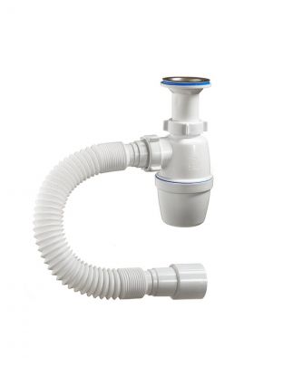 Сифон для мойки, 1" 1/2, 40х40/50, полипропилен, с выпуском, с гофрой, Orio, А-40029