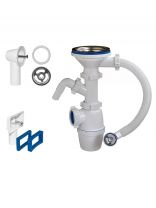 Сифон для мойки, 3" 1/2х40, полипропилен, с выпуском, с переливом, универсальный перелив, Orio, Б-4512