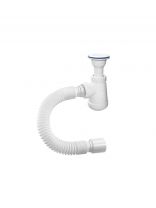 Сифон для мойки, 1" 1/2, 40х40/50, пластик, с выпуском, с гофрой, Orio, Аврора, АВ-70021