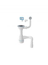 Сифон для мойки, 3 1/2", с выпуском, с переливом, Aquanova, 1049