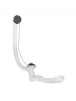 Сифон для ванны, 500 мм, 1" 1/2, 40х40/50, с выпуском, с переливом, круглый перелив, прямоточный, с пробкой и цепочкой, MasterProf, ИС.110692