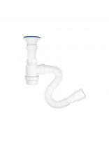 Сифон для мойки, 1 1/2"х40, с выпуском, 2 в 1, (выпуск с нержавеющей решеткой, с отводом для стиральной машины), с гибкой трубой 40х40/50, MasterProf, ИС.110678