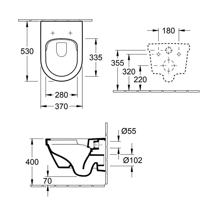 Комплект Унитаз-подвесной Villeroy&Boch Architectura 37х53х33см и сиденье с функцией QuickRelease Softclose цвет: альпийский белый 4694HR01 ФОТО