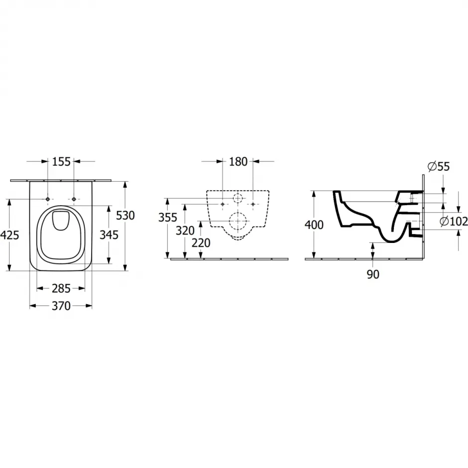 Villeroy & Boch Skyla Комплект подвесной унитаз со смывом TwistFlush  370 x 530,сиденье для унитаза с функцией QuickRelease и SoftClosing, цвет: альпийский белый 4682CL01 ФОТО