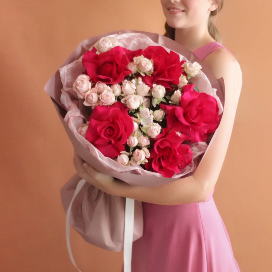 Букет "Малина" с французскими розами