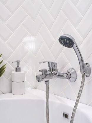 Смеситель для ванны, РМС, короткий излив, с картриджем, хром, SL85-009E