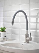 Смеситель для кухни, РМС, гибкий излив, с картриджем, серый, SUS124GY-016F