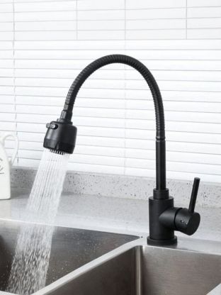 Смеситель для кухни, Frap, гибкий излив, с картриджем, черный, F40993-6