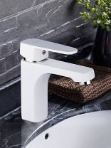 Смеситель для раковины, Frud, короткий излив, с картриджем, белый, R10301-2