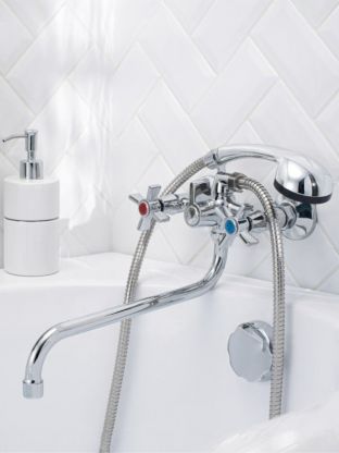 Смеситель для ванны, РМС, с кран-буксой, хром, SL118-140