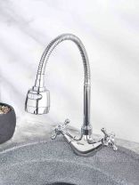 Смеситель для кухни, РМС, гибкий излив, с кран-буксой, хром, SL65-279F