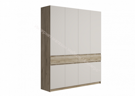 Шкаф 4-х створчатый ШК-004 "Бостон" Дуб крафт серый/Кашемир