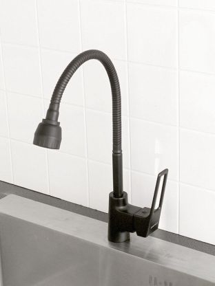 Смеситель для кухни, Эверест, гибкий излив, с картриджем, черный, B58-1546