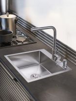 Мойка кухонная врезная, РМС, нержавеющая сталь, 500х500 мм, 1-3 мм, сифон + корзина + дозатор, MR-5050