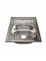 Мойка кухонная накладная, Mixline, нержавеющая сталь, 500х600 мм, 0.8 мм, с сифоном