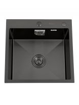 Мойка кухонная врезная, Diadonna, нержавеющая сталь, 500х500х200 мм, серый графит, DS5050B