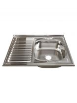 Мойка кухонная накладная, Mixline, нержавеющая сталь, 800х600 мм, правая, 0.8 мм, с сифоном