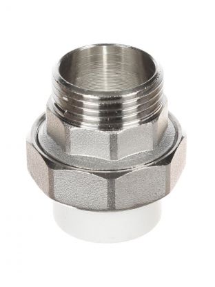 Муфта разъемная полипропилен, d25х1", наружная резьба, белая, РосТурПласт