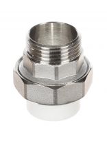 Муфта разъемная полипропилен, d25х1", наружная резьба, белая, РосТурПласт