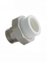 Муфта разъемная полипропилен, d25х3/4", наружная резьба, белая, РосТурПласт