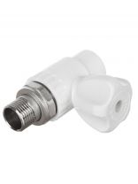 Кран для радиатора прямой, полипропилен, d20х1/2'', белый, РосТурПласт