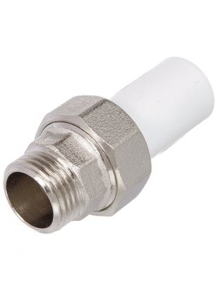 Муфта разъемная ниппельная, полипропилен, d25х3/4", наружная резьба, белая, Valfex