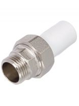 Муфта разъемная ниппельная, полипропилен, d25х3/4", наружная резьба, белая, Valfex