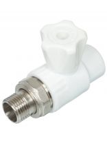 Кран для радиатора прямой, полипропилен, d25х1/2'', белый, Valfex