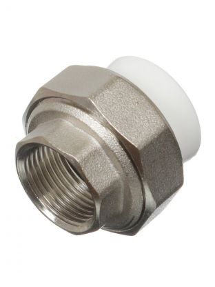 Муфта разъемная полипропилен, d50х1"1/2, внутренняя резьба, белая, РосТурПласт