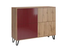 Комод Ливерпуль (ш1204*г380*в650мм) Дуб вотан/бордо глянец