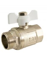 Кран для воды, 1", г-ш, ручка-бабочка, никель, STI