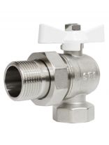 Кран для воды, 1", латунь, угловой, ручка-бабочка, с американкой, STI