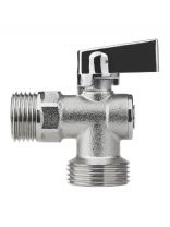 Кран для бытовых приборов, 1/2"х3/4", ш-ш, латунь, угловой, ручка-флажок, шаровой, MasterProf