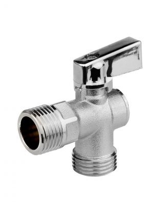 Кран для бытовых приборов, 1/2", ш-ш, латунь, угловой, ручка-флажок, шаровой, MasterProf