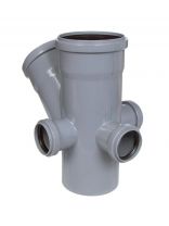 Крестовина канализационная двухплоскостная, 110х110х50 мм, 45 °, левый+правый+тыльная, РосТурПласт, 36536