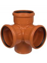 Крестовина канализационная двухплоскостная, 110х110х110 мм, 90 °, РосТурПласт, наружная, рыжая, 36552
