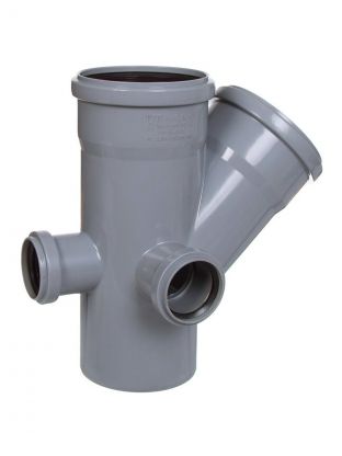 Крестовина канализационная двухплоскостная, 110х110х50 мм, 45 °, левый+тыльная, РосТурПласт, 36533