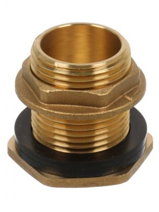 Врезка для бочки, 1", латунь, с контргайкой, СантехКреп