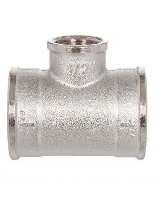 Тройник 3/4"х1/2"х3/4", г-г-г, никель, РосТурПласт